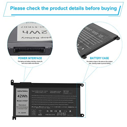 Fancy Buying 51KD7 Laptop Battery Replacement for Dell Chromebook 11 3100 3180 3189 5190 3181 2-in-1 14 3400 Series P28T001 Y07HK FY8XM 0FY8XM - size: 6.89*3.5*0.24inch