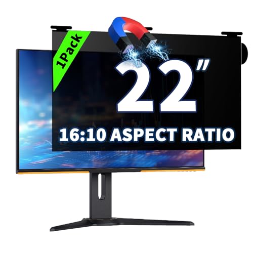 Magnetic Hanging Computer Privacy Screen for 22'' 16:10 Widescreen Monitor | Removable Protector Film Anti Glare/Blue Light, Anti-Scratch 22'' 16:10 Computer Privacy Shield Suitable for Daily Activities - color: 1 Pack Magnetic Hanging 22 Inch for 16:9