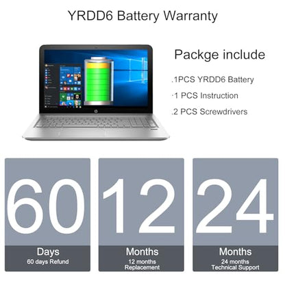LQM YRDD6 Laptop Battery 42Wh for Dell Inspiron 5591 | Dell Inspiron 7586 5481 5482 3310 Vostro 3491 5481 5581 5490 5590 0YRDD6 01VX1H 1VX1H 0VM732 - color: YRDD6