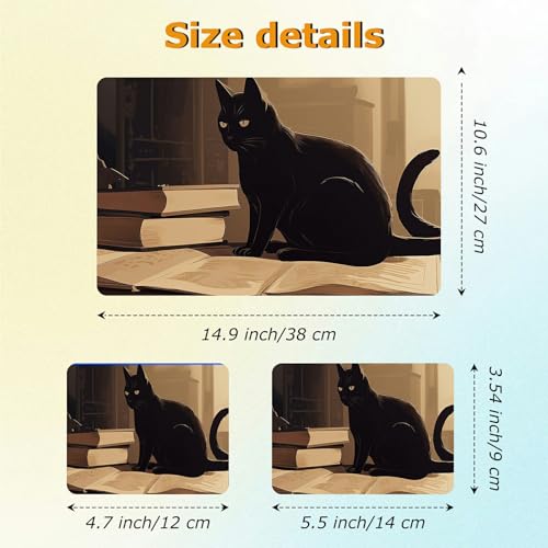 Universal Laptop Skin Sticker with 2 Wrist Pad Decals, 3-Piece Removable Vinyl Laptop Cover, Full Moon Cat Waterproof Anti-Scratch, Easy-Trim Fit for 13.3" 14" 15.6" Laptops - color: Full Moon Cat