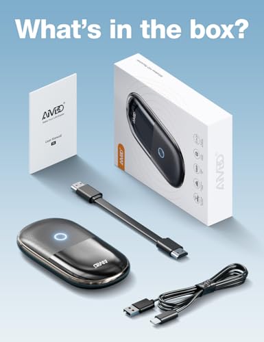 AIMIBO Wireless Display Adapter for AR Glasses, HDMI+USB-C | 5000mAh, 5G 60Hz, AirPlay/Miracast/DLNA for iOS/Android/Windows. Works with XREAL/Viture/RayNeo/Rokid, TV/monitor/projector.