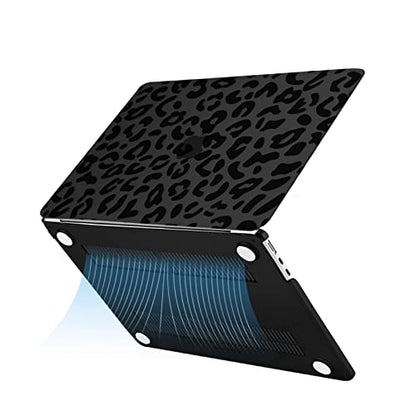 MOSISO Compatible with MacBook Air 13 inch Case M5 2026 M4 2025 M3 M2 2024-2022 A3449 A3240 A3113 A2681, 3 in 1 Leopard Grain Hard Case&Keyboard Cover&ScreenFilm for MacBook Air 13.6 Case, Black - color: Black