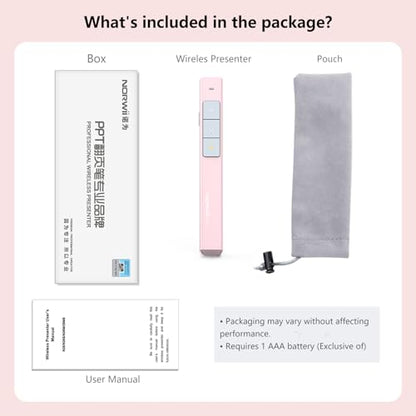 Norwii Wireless Presentation Clicker, PowerPoint Clicker with Laser Pointer | Presentation Remote for PowerPoint Presentations, Plug & Play USB Slide Advancer, Compatible with Mac/Windows/Linux/Android - color: Pink
