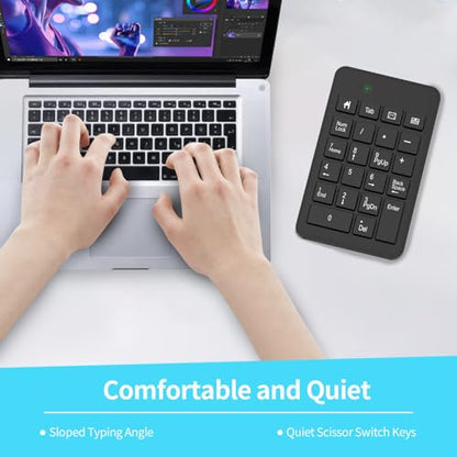Wireless Number Pad with Battery, Enhanced Efficiency with 23 Keys Numeric Keypad Upgraded Version of 10 key USB Keyboard Financial Accounting Numpad for Laptop, PC, Notebook, Desktop,Surface Pro - style: 2.4GWireless