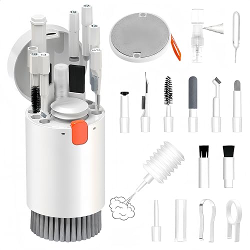 20-in-1 Laptop Phone Screen Earbud Cleaning Kit, Keyboard Cleaner Kit | Keyboard Cleaning Kit with Electronic Cleaning Brush Spray for Airpods Pro,iPad,iPhone Pro,Camera,Computer Cleaning(White) - color: White