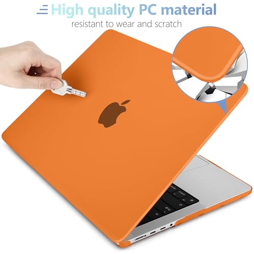 MEEgoodo for M5 MacBook Pro 16 inch Case 2026 2024 2023 2021 (Fit Model A3429/A3428/A3403/A3186/A2991/A2780/A2485) M5 M4 M3 M2 M1 Pro/Max, Laptop Case with Keyboard & Webcam Cover, Matte Orange - color: Matte Orange