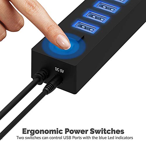SABRENT 13-Port USB 2.0 Hub with Power Adapter, 2 Switches (HB-U14P) - size: 13-PORT