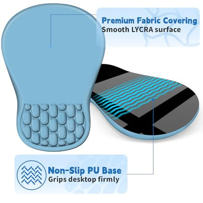 YIWEI Ergonomic Mouse Pad with Wrist Rest for Carpal Tunnel Pain Relief | Memory Foam Wrist Support,Non-Slip Rubber Base, Keyboard Computer Mousepad,Lycra Cloth Surface,Gaming Home Office - color: Blue