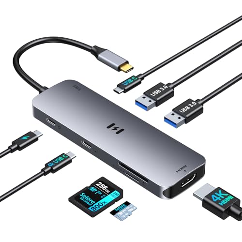 Selore USB-C Hub HDMI Adapter 8-in-1 USB-C Video Hub 4K@60Hz USB-C Dongle | USB-C Hub with HDMI, USB-C Data Port, 100W PD, Docking Station for MacBook Pro/Air Dell XPS/Lenovo Thinkpad/HP/Surface/Yoga