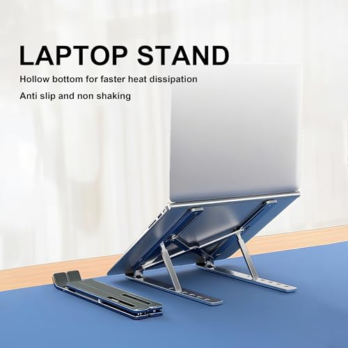 Foldable Laptop Stand, Laptop Holder Riser, Computer Tablet Stand, Compatible with 10-15.6 Inch Laptops, iPad, Phones, Tablets (Black, White)