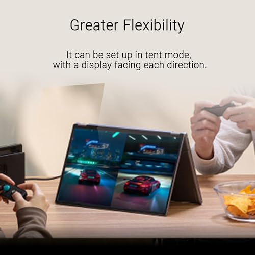 ASUS ZenScreen Duo Dual 14" 360° Foldable Portable Monitor (MB14FCD) - 16:10, 1920x1200 Full HD, IPS, Power Pass-Through, Dual USB-C, Mini-HDMI, Eye Care, Auto-Rotate, Sleek Design, 3 yr Warranty