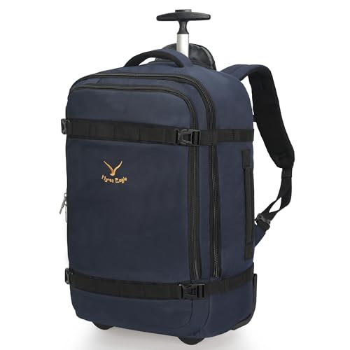 Hynes Eagle Rolling Backpack 42L Backpack with Wheels Airline Approved Carry on Luggage Laptop Travel Suitcase Bag for Women Men Dark Blue - color: Dark Blue