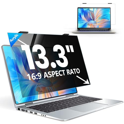 Laptop Privacy Screen 13.3 inch, 9H Hanging Privacy Screen for Laptop for 16:9, Acrylic HD Eye Protection Anti Glare Blue Light Laptop Screen Privacy Filter - size: 13.3 inch