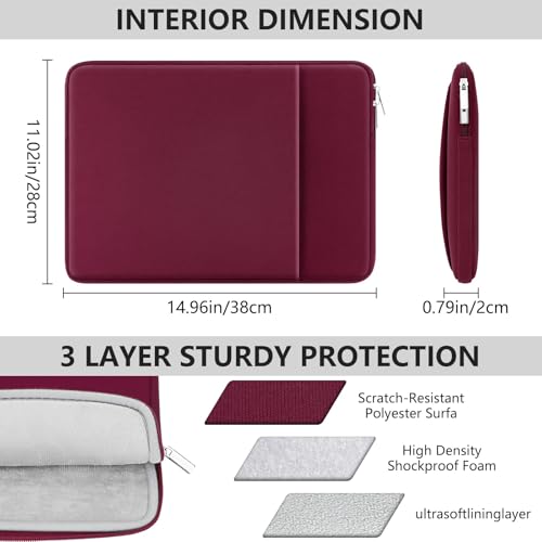 15.6 Inch Laptop Sleeve Protective Case with Zipper Pocket Compatible with 15.6" Dell G15/Legion 15.6 Inch Chromebook Computer Notebook, Red - color: Red, size: 15.6"