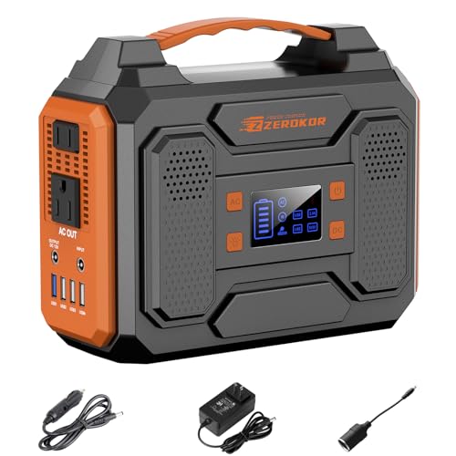 Portable Power Station 300W Solar Generator 280Wh(without Solar Panel), 110V Portable Power Bank with AC Outlet Pure Sine Wave, DC, USB QC3.0, External Battery Power Pack for Camping RV Outdoor Use - color: Orange