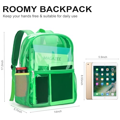 Clear Backpack Heavy Duty TPU Transparent Backpack for Sports,Work,Security Travel.(Green) - color: Green