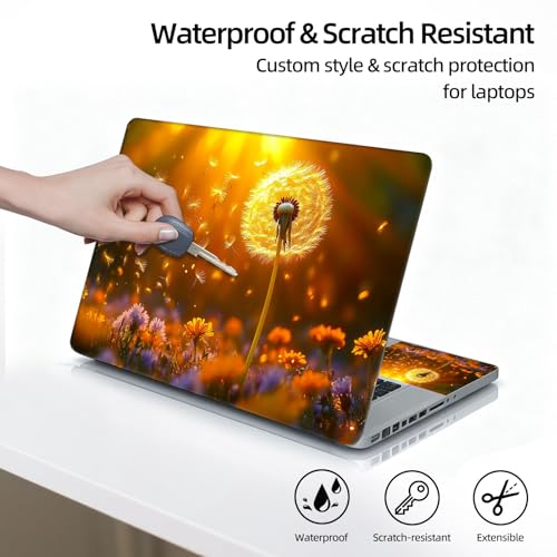 Universal Laptop Skin Sticker Decal, 12"-15.6" Aesthetic Vinyl Wrap, Glowing Dandelion Sunset Waterproof Notebook Cover Art Protector for MacBook HP Dell Lenovo, Fits 13" 14" 15" 15.6" - color: Glowing Dandelion Sunset