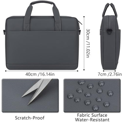 15.6 16 inch Laptop Carrying Shoulder Bag Waterproof Briefcase Compatible with MacBook Acer ASUS HP Surface Dell Chromebook, Gray - color: Gray, size: 15.6"-16"