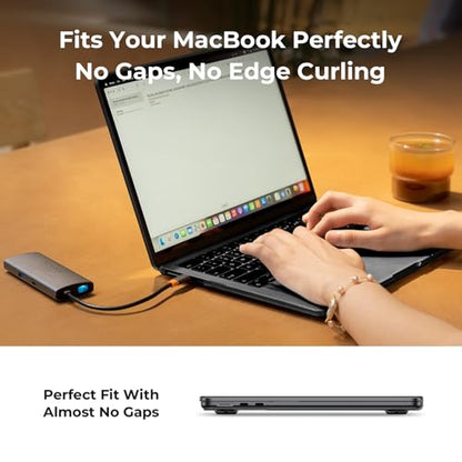 EooCoo Case for MacBook Air 15 inch M5 M4 M3 M2 2026-2023, Crystal Black | Easy to Install, Sturdy, Plastic Hard Shell Case & Keyboard Cover & Screen Protector, Model: A3448 A3241 A3114 A2941 - color: Crystal Black