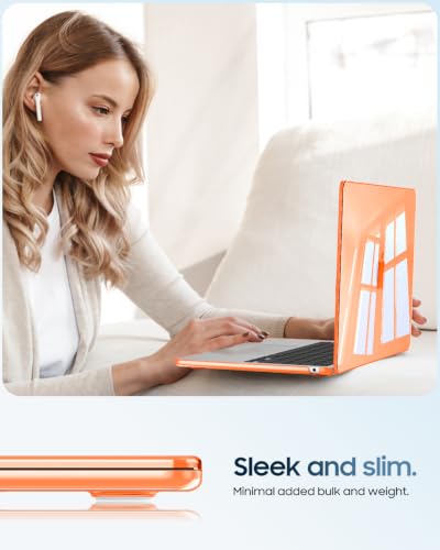 Fintie Case for MacBook Air 13 inch A3449/A3240/A3113/A2681 2022-2026 | M2/M3/M4/M5, Snap On Hard Shell, Full Port Access, Easy On/Off, Lightweight, Cosmic Orange - color: Garden-Black