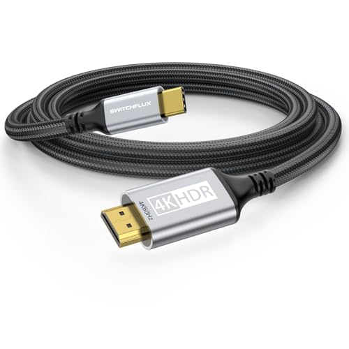 USB-C to HDMI Cable 10Ft [4K@60Hz] High-Speed USB Type C to HDMI 2.0 Braided Cord (Thunderbolt 3/4 Compatible) for iPhone 15 Series, MacBook Pro/Air, iPad Pro, Galaxy S8 to S23 - size: 10FT, style: 1 Pack