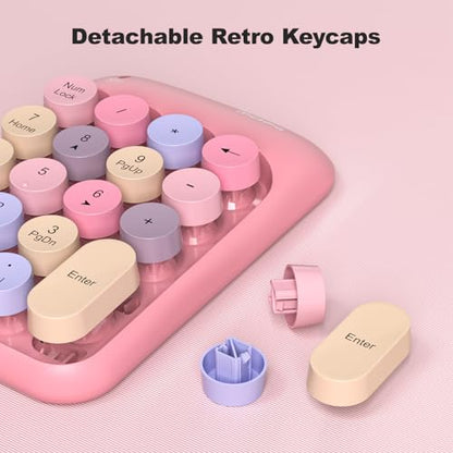 MOWUX Wireless Number Pads, Cute Colorful Numeric Keypad Numpad Portable 2.4 GHz Financial Accounting Number Keyboard Extensions, 18 Key Number Numpad for Laptop Desktop, PC (Pink) - color: Pink