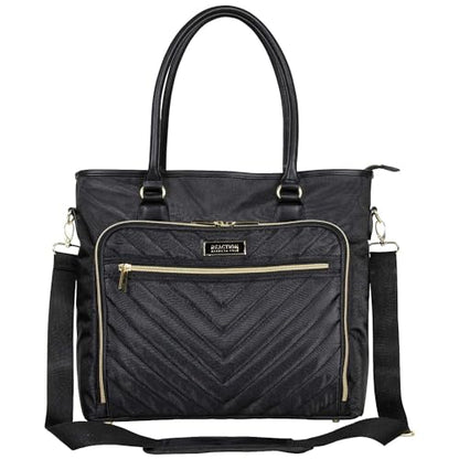 Kenneth Cole REACTION Chelsea Quilted Chevron 15" Laptop & Tablet Business Tote with Removable Shoulder Strap - color: Black