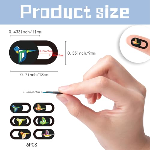 6Pcs 6 Styles Bird Cute Laptop Camera Cover Privacy Guard Accessories, 0.04 Inch Ultra Thin Webcam Cover Slide Protector Blocker for Desktop Computer Tablet Notebook Mini PC Office Use - color: Bird