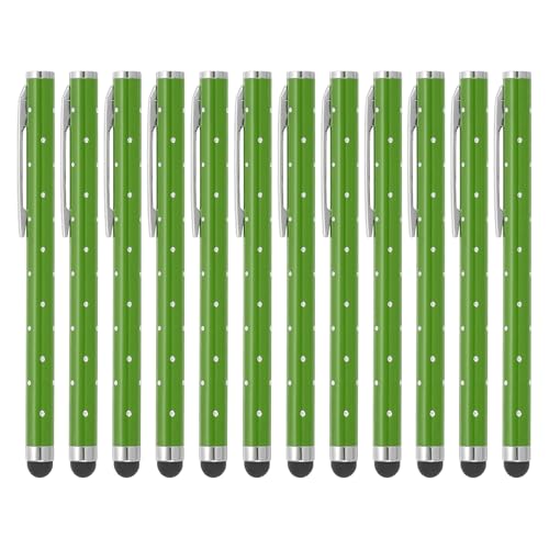 PATIKIL Stylus Pens for Touch Screens, 12 Pcs High Precision Universal Bling Stylus Crystal Metal Capacitive Pen for Touch Screen Devices Phone Tablets Laptop, Green - color: Green