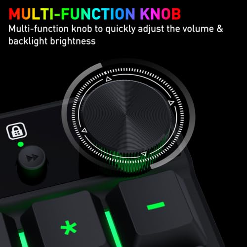 Redragon K521-E Gaming Keyboard with Knob, RGB 104 Keys Wired Keyboard | Mechanical Feeling Keyboard, 12 Multimedia Keys, Anti-Ghosting, Programmable Software, Compatible with PC, PS4/5, Xbox - color: Matte Black