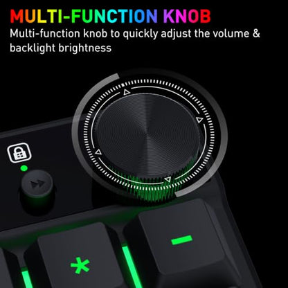 Redragon K521-E Gaming Keyboard with Knob, RGB 104 Keys Wired Keyboard | Mechanical Feeling Keyboard, 12 Multimedia Keys, Anti-Ghosting, Programmable Software, Compatible with PC, PS4/5, Xbox - color: Matte Black