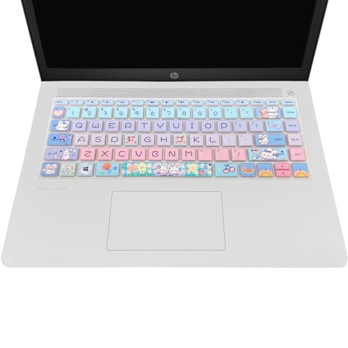 Keyboard Cover for HP 14" Laptop/HP Pavilion x360 14M-BA/CD 14M-DH 14-BF 14-cm 14-CF 14-DF 14-dk 14-DS 14-dq 14-FQ Series, 14-dq0020nr/dq0030nr, 14-fq1025nr/fq0033dx (Cute Bunny) - color: Cute Bunny