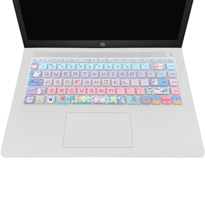 Keyboard Cover for HP 14" Laptop/HP Pavilion x360 14M-BA/CD 14M-DH 14-BF 14-cm 14-CF 14-DF 14-dk 14-DS 14-dq 14-FQ Series, 14-dq0020nr/dq0030nr, 14-fq1025nr/fq0033dx (Cute Bunny) - color: Cute Bunny