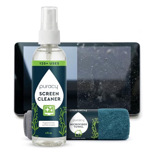 Puracy Screen Cleaner with Microfiber Cloth – All Purpose Phone, Laptop, Computer, TV Screen Cleaner for Smart TV, Streak-Free and Fingerprint-Free (4 oz, Free & Clear) - size: 4 fl oz (Pack of 1)