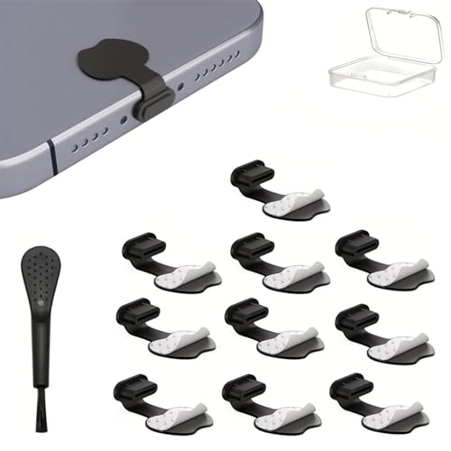 USB C Dust Plug 10 Pack USB Type C Anti Dust Cover USB C Dust Caps Port Anti-Lost Charging Port Protectors for Tablets iPhone 17/16/15 Plus Pro Max Samsung (TypeC dust Cover/Black) - color: TypeC dust cover（Black）