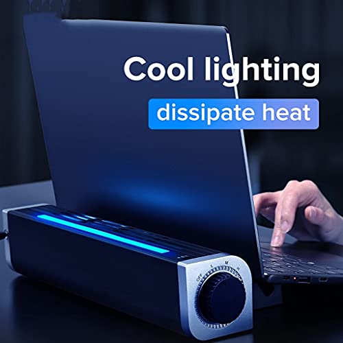 Laptop Cooler Gaming Notebook Cooling Pad Stand RGB LED Adjustable Silent 2600RPM Cable Tablet Desk Fan