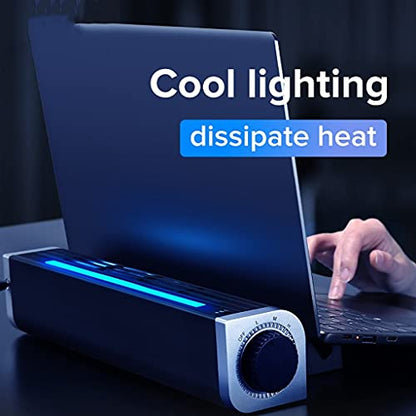 Laptop Cooler Gaming Notebook Cooling Pad Stand RGB LED Adjustable Silent 2600RPM Cable Tablet Desk Fan