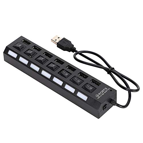 125 7-Port USB Hub Splitter,480Mbps High-Speed USB Port Expander Charging Hub,Overload Current Desktop Hub with 7 Power Independent Switches