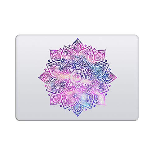 Mandala Laptop Sticker Decal - Waterproof Transparent Vinyl Decals Stickers - Mandalas Purple Pink Blue Sticker Partial Skin Compatible with Computer MacBook Air Pro 13 15 inch Mac Retina - color: Pink/Purple on Transparent Material (for Light-colored Lap