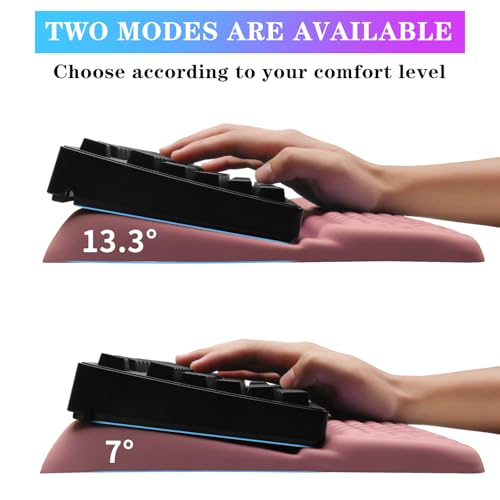 Computer Keyboard Stand with Wrist Rest, Ergonomic Tilted Keyboard Holder - Keyboard Riser with Wrist Pad - Keyboard Tray Support for Office Home - Pink - color: Keyboard Stand - Pink
