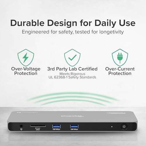 Plugable Thunderbolt 4 Dock for Quad Monitors 100W, Thunderbolt Docking Station Connects up to Four 4K Monitors for Windows and Mac Laptops, 2x HDMI, 4x Thunderbolt 4/USB C, Driver Required TBT-6950PD