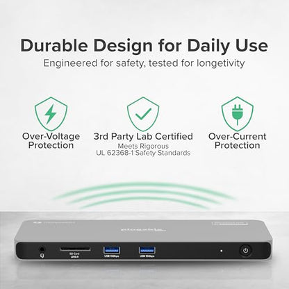 Plugable Thunderbolt 4 Dock for Quad Monitors 100W, Thunderbolt Docking Station Connects up to Four 4K Monitors for Windows and Mac Laptops, 2x HDMI, 4x Thunderbolt 4/USB C, Driver Required TBT-6950PD
