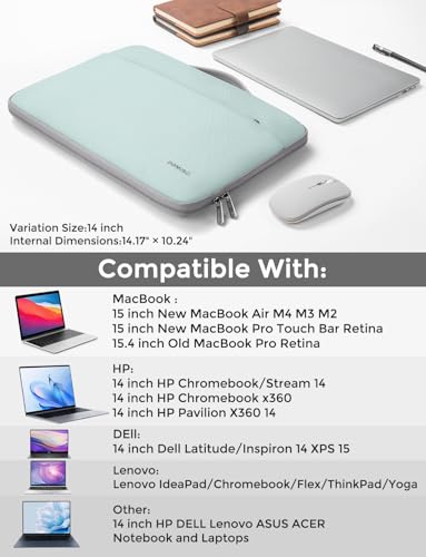 DOMISO 14 inch Laptop Case Sleeve Protective Cover Compatible with 15 inch MacBook Air M4 M3 M2,MacBook Pro,14-15 inch HP Dell ASUS Lenovo Chromebook,Waterproof Computer Cases Bag,Mint Green - color: Mint Green, size: 15" for Macbook Air
