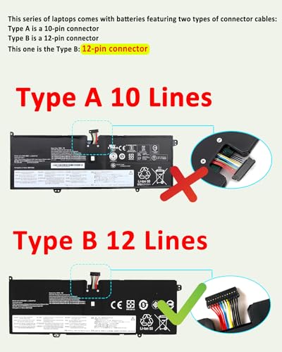 L18C4PH0 L18M4PH0 Battery Replacement for Lenovo Yoga C940-14IIL Yoga C940 15irh 14 Series Notebook 5B10T11585 5B10W67374 5B10T11586 5B10W67180-7.68V 60Wh 7820mAh (Terminal 12-Wire) - size: 11.00*3.73*0.19 IN L18C4PH0