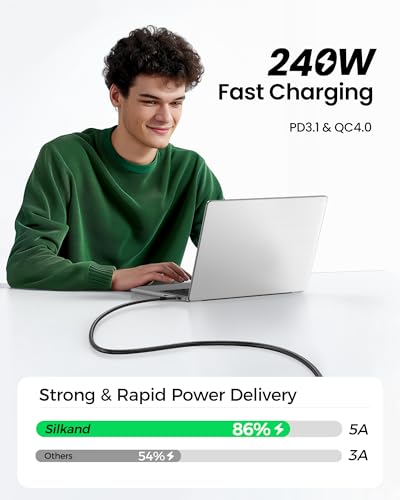 Silkland USB 4 Cable for Thunderbolt 4 Cable 3.3FT, 40Gbps Data Sync, 8K/5K USB C Monitor [USB-IF Certified] Netbraid-48 240W USB C Thunderbolt, Compatible for SSD, MacBook, iPhone 17/16, Docking - size: 3.3FT
