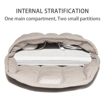 Puffy Laptop Sleeve 11-12 Inch, Soft Laptop Case, Grey | Compatible with 15-16 Inch Macbook Pro/Air, Asus/Dell Xps/Lenovo Laptops, Protective Carrying Bag for Women and Men - color: Streak-Grey, size: 11/12