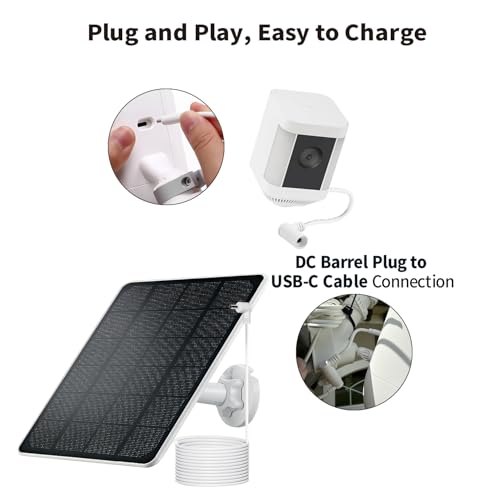 Tonton 2-Pack Barrel Plug to USB-C Adapter for Ring Solar Panel, DC Female to USB-C Male, Compatible with Stick Up Cam Pro & Spotlight Cam Plus/Pro, White