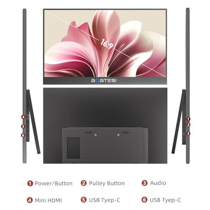 Wireless Portable Monitor 15.6 inch 1080P FHD | for laptop|USB-C|Switch|Bluetooth Monitor|travel|office|low blue light|ultra slim