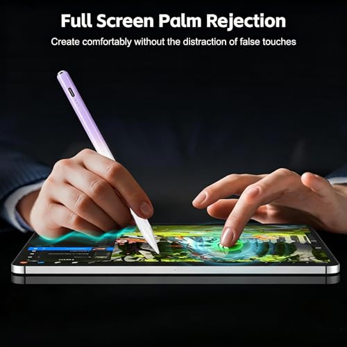 Stylus Pen for iPad 2026-2018 with 13mins Fast Charge,Tilt Sensitivity Palm Rejection Pencil for 11th (A16)/10/9/8/7/6 Gen, iPad Pro 11"/12.9"/M4/M5, iPad Air 3/4/5/M2/M3/M4 (Gradient Purple) - color: Gradient purple