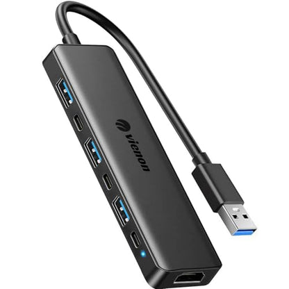 USB 3.0 to HDMI Adapter (7-in-1), USB 3.0 Hub with HDMI 1080P, USB Extender Docking Station for Monitor, PC, Laptop, Desktop Support Windows 7/8/10 & Mac OS